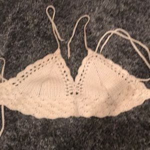 Cream crochet halter top